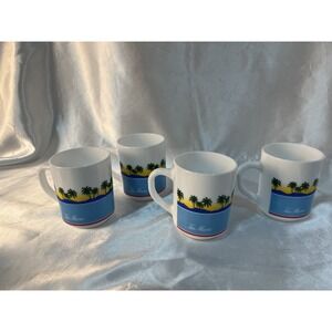 Vintage Arcopal "Tia Maria" Milk Glass Coffee Mug Set Of 4 Made in France